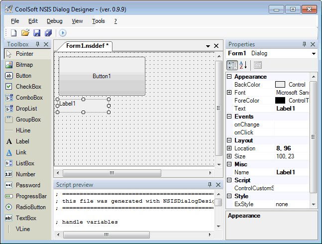 nsis 自定义界面_NSIS界面设计工具-NSIS Dialog Designer v1.1.0
